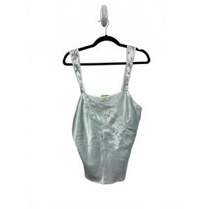 L.A. Intimates Light Blue Satin Two Piece Sleep Set w/ Embroidery Detail Large